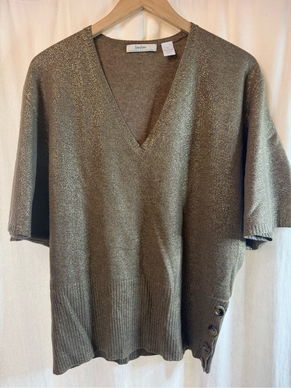 🌟Vintage Neiman Marcus Metallic Dolman Sleeve Cashmere Sweater🌟